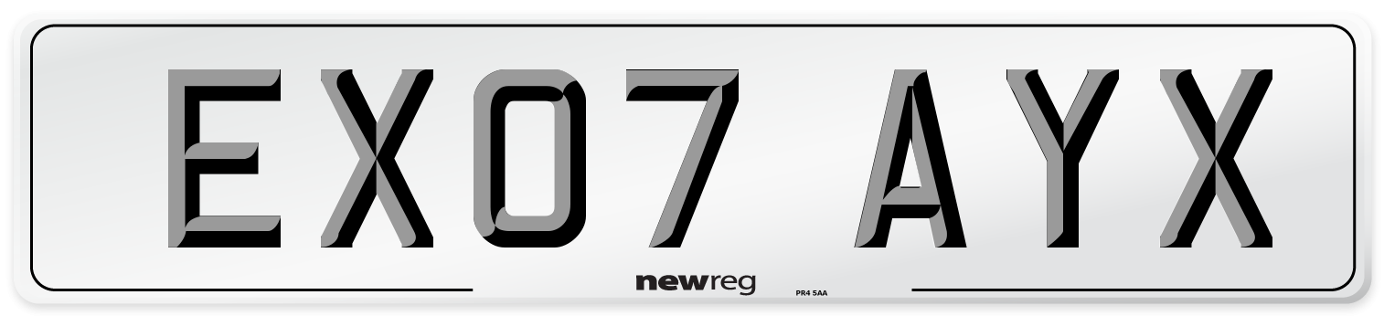 EX07 AYX Number Plate from New Reg